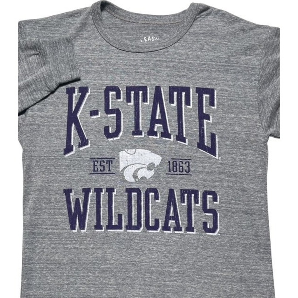 League Kansas State Wildcats Womens SZ S Long Sleeve Distressed Logo Shirt-1230‎